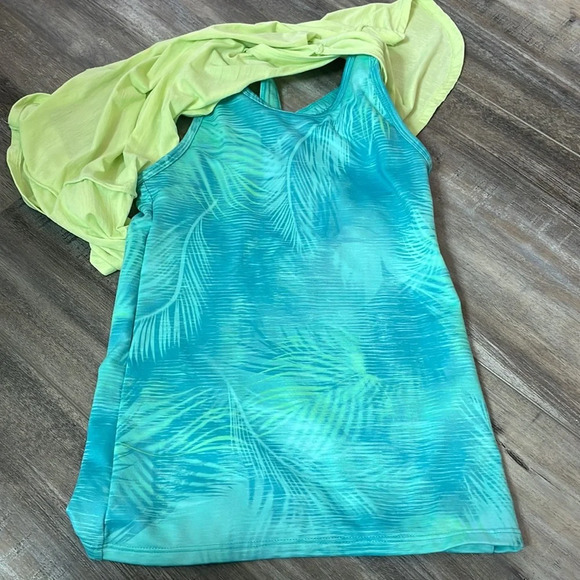 Athleta girl tank double layered yellow and green - Picture 4 of 7